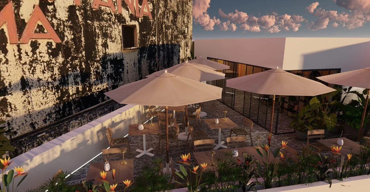 Restaurant en terrasse, perspective